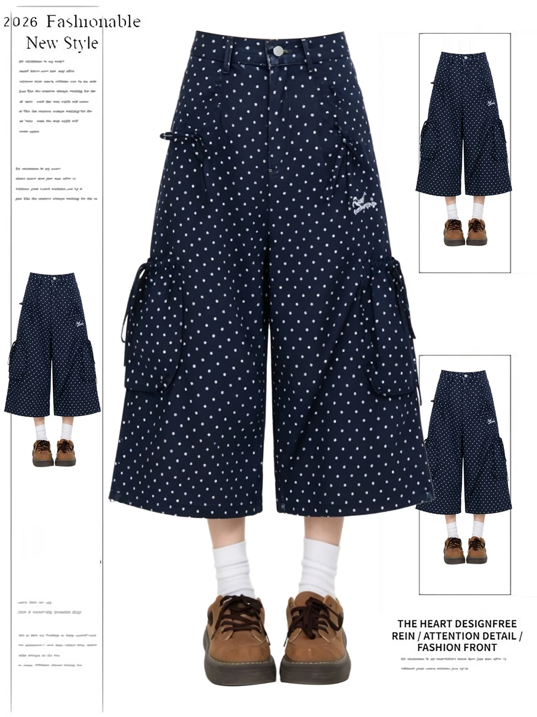 American Style Polka Dot Denim Shorts Women Summer New Embroidered Casual Wide Leg Seven Pants High Waist Zipper Closure
American Style Polka Dot Denim Shorts Women Summer New Embroidered Casual Wide Leg Seven Pants High Waist Zipper Closure