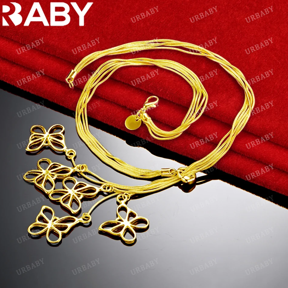 URBABY 18K Gold Necklaces 18 Inch Snake Chain Butterflys Pendant Necklace For Women Fashion Fine Jewelry Wholesale
URBABY 18K Gold Necklaces 18 Inch Snake Chain Butterflys Pendant Necklace For Women Fashion Fine Jewelry Wholesale