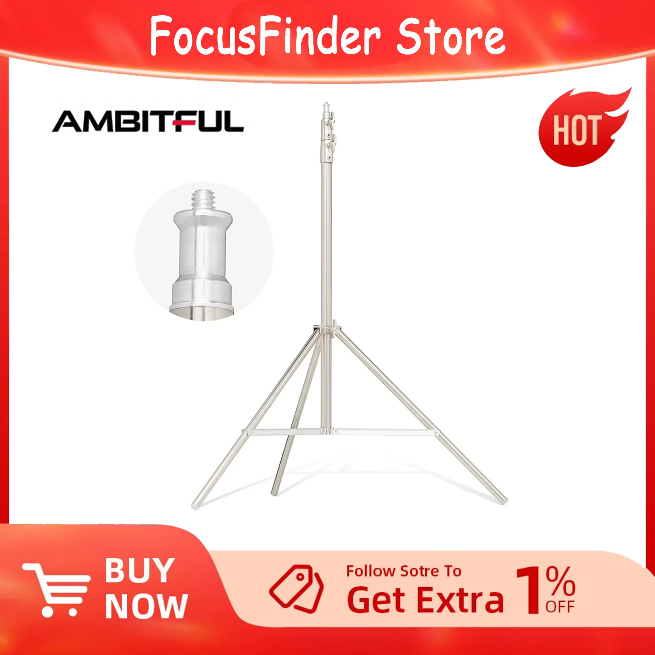 AMBITFUL Stainless Steel 2M Heavy Duty Light Stand Tripod with for Photo Studio Softbox Video Flash Umbrellas Reflector Lighting
AMBITFUL Stainless Steel 2M Heavy Duty Light Stand Tripod with for Photo Studio Softbox Video Flash Umbrellas Reflector Lighting