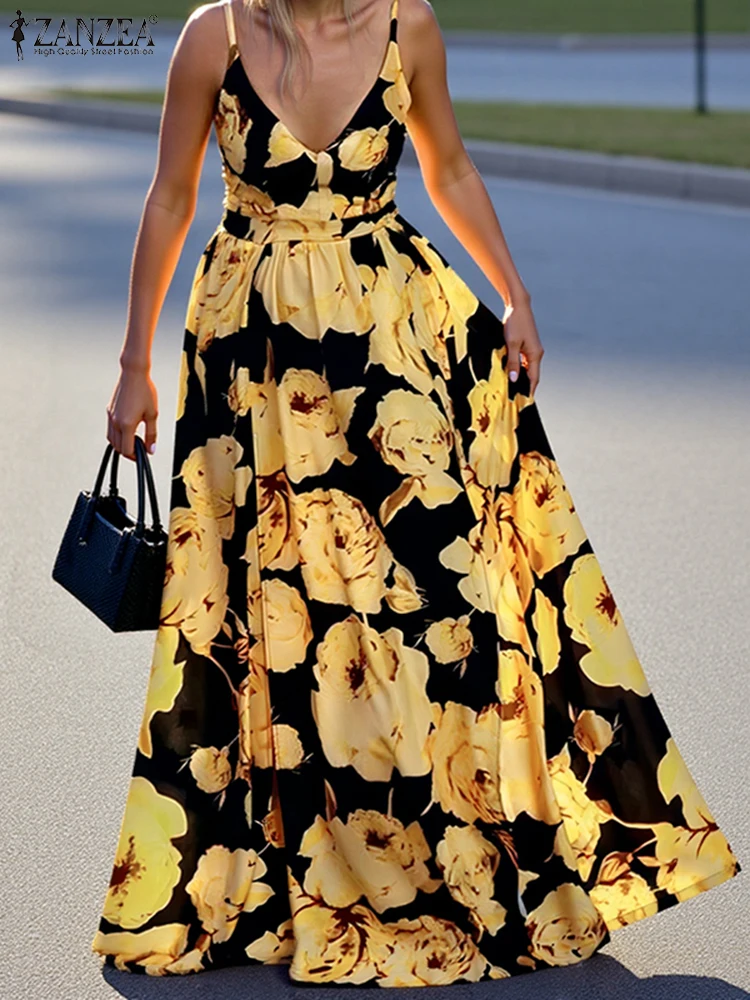 ZANZEA 2025 Summer Swing Robe Women Floral Printed Maxi Dress Fashion Sleeveless Strap Sundress Casual Loose Holiday V-neck Robe
ZANZEA 2025 Summer Swing Robe Women Floral Printed Maxi Dress Fashion Sleeveless Strap Sundress Casual Loose Holiday V-neck Robe
