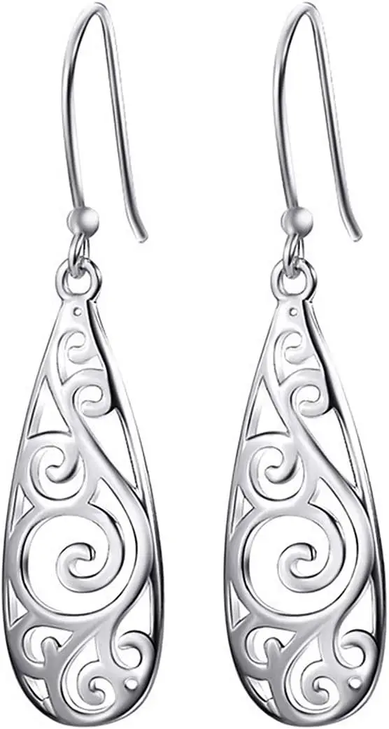 Sterling Silver Teardrop Earrings Vintage Style for Women
Sterling Silver Teardrop Earrings Vintage Style for Women