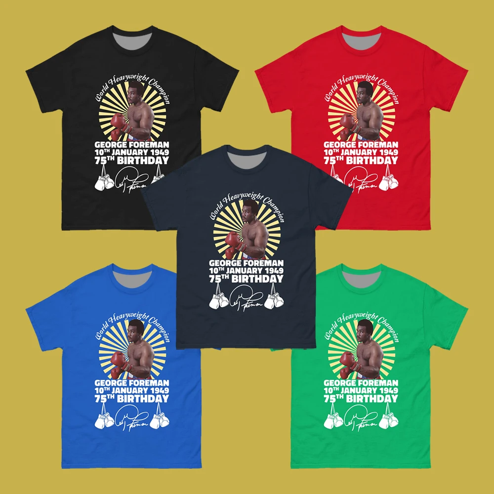 George Foreman Boxing Legend Printed T-shirt Summer Sports Breathable Tops Unisex Casual Short Sleeves Commemorative T-shirt
George Foreman Boxing Legend Printed T-shirt Summer Sports Breathable Tops Unisex Casual Short Sleeves Commemorative T-shirt