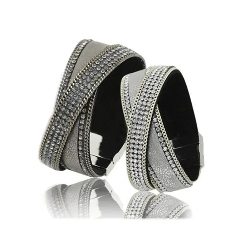 Daisini Multilayer White Leather Bracelet with Swarovski Crystals Fashion Creative Bohemian Hand Woven Magnetic Clasp Bracelet
Daisini Multilayer White Leather Bracelet with Swarovski Crystals Fashion Creative Bohemian Hand Woven Magnetic Clasp Bracelet