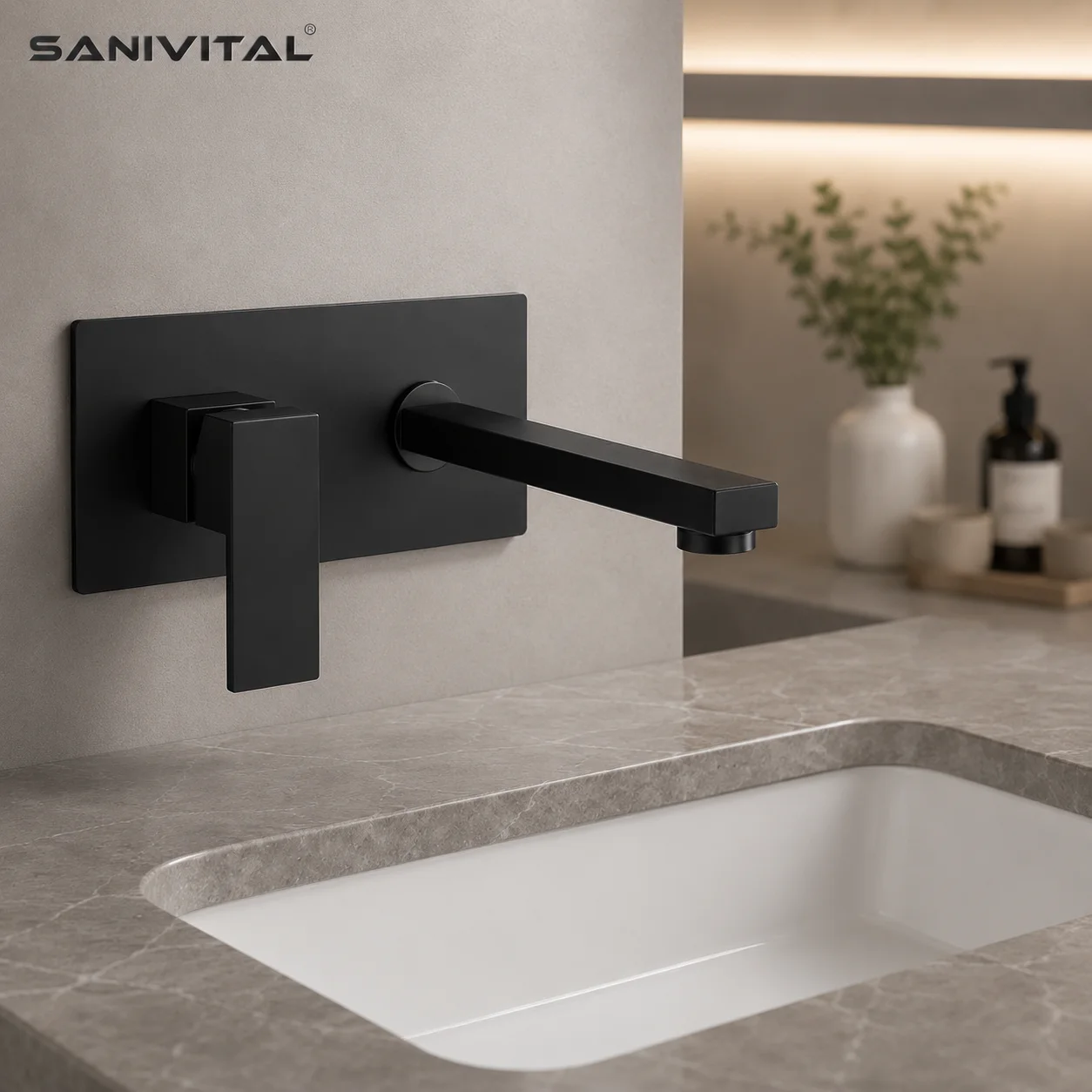 SANIVITAL Wall Mounted Bathroom Faucet Matte Black Basin Mixer Tap Single Handle Hot Cold Water Sink Faucet
SANIVITAL Wall Mounted Bathroom Faucet Matte Black Basin Mixer Tap Single Handle Hot Cold Water Sink Faucet