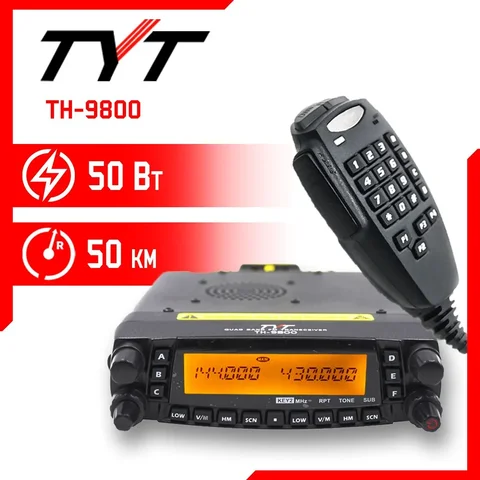 TYT TH-9800 50W Mobile Car Radio Transceiver VHF UHF Dual Band TH9800 Amateur Station CB Walkie Talkie Two Way Radio