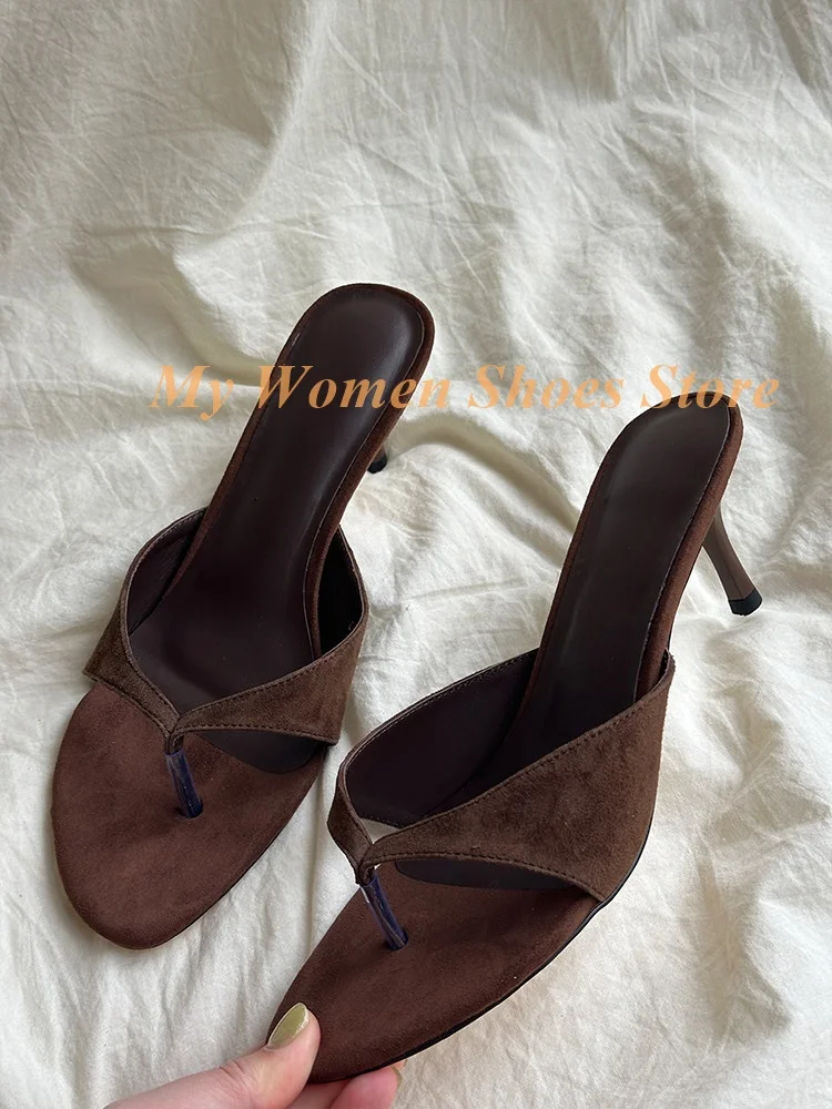 Brown Suede Flip Flop Slippers Open Toe Stiletto Thin High Heel Runway 2026 Summer Spring Women Dress Shoes Black White
Brown Suede Flip Flop Slippers Open Toe Stiletto Thin High Heel Runway 2026 Summer Spring Women Dress Shoes Black White