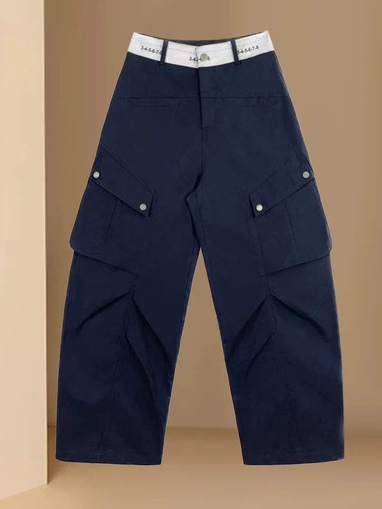 Casual Cargo Pants Women's Spring Autumn Fashion Color Block Waist Design Straight Leg Slimming Wide Leg Pants Korean Style
Casual Cargo Pants Women's Spring Autumn Fashion Color Block Waist Design Straight Leg Slimming Wide Leg Pants Korean Style