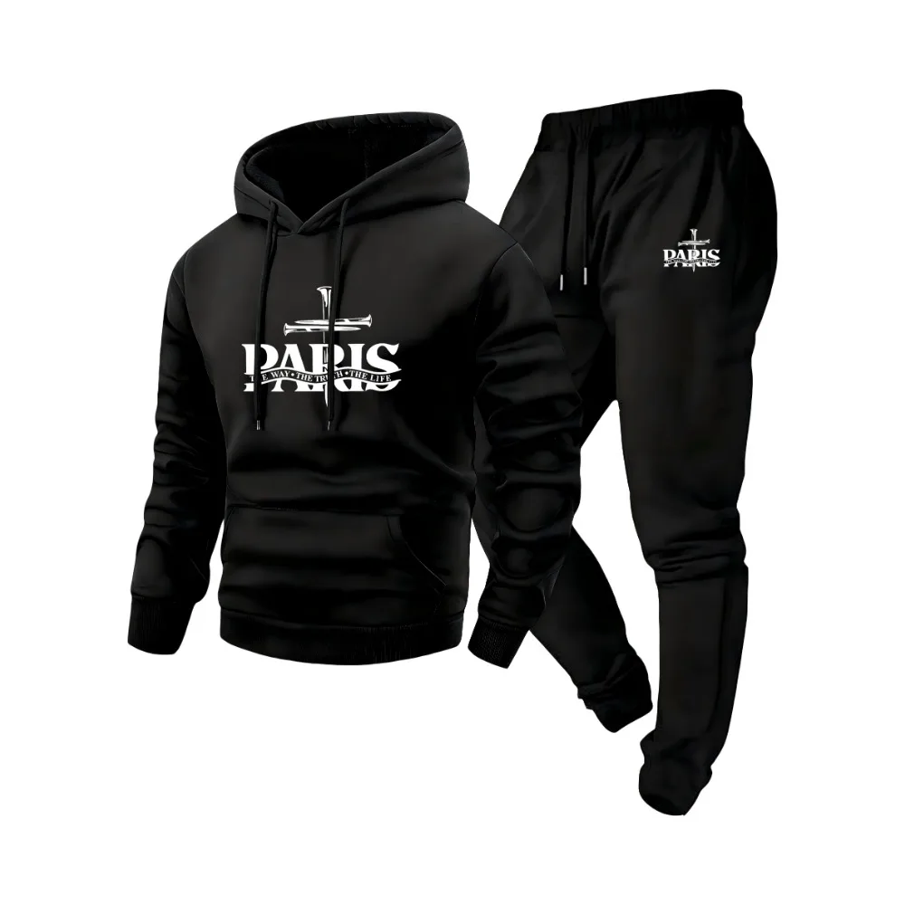 Velvet men's hooded sweatshirt set for autumn and winter, warm and casual sports two-piece set
Velvet men's hooded sweatshirt set for autumn and winter, warm and casual sports two-piece set