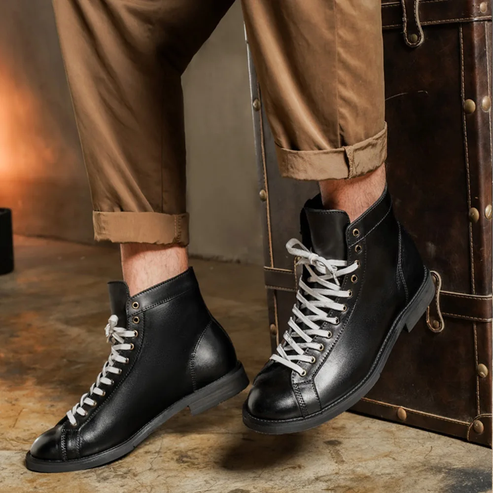 Новые мужские мотоциклетные ботинки из натуральной кожи в стиле ретро, ботинки Chelsae с круглым носком до середины икры в стиле вестерн, удобные прогулочные ботинки на шнуровке 
Новые мужские мотоциклетные ботинки из натуральной кожи в стиле ретро, ботинки Chelsae с круглым носком до середины икры в стиле вестерн, удобные прогулочные ботинки на шнуровке