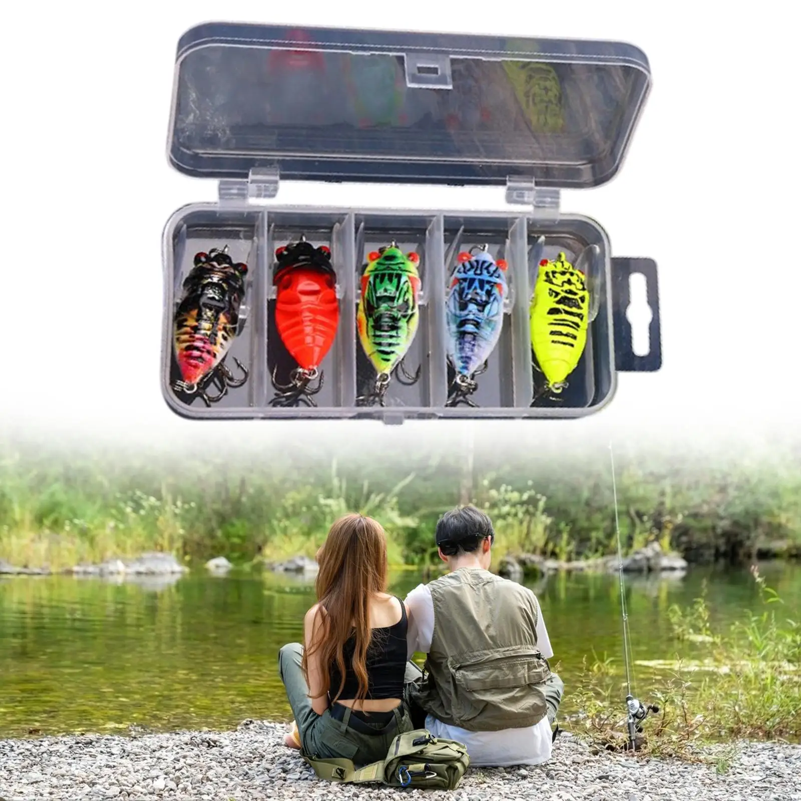 Topwater Plopper Cicada Lures Set 5pcs ABS Plastic with Moving Wings for Freshwater Saltwater Bass Trout Fishing
Topwater Plopper Cicada Lures Set 5pcs ABS Plastic with Moving Wings for Freshwater Saltwater Bass Trout Fishing