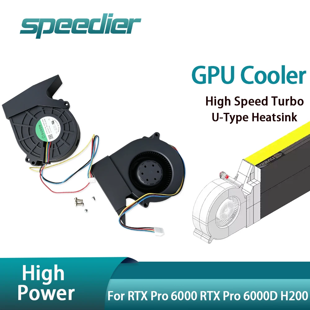 High Speed Turbo GPU Cooler 2 Styles Direct Blower(12cm) U-Type(5cm) Radiator for RTX Pro6000 Pro6000D H200 AI Workstation GPU
High Speed Turbo GPU Cooler 2 Styles Direct Blower(12cm) U-Type(5cm) Radiator for RTX Pro6000 Pro6000D H200 AI Workstation GPU
