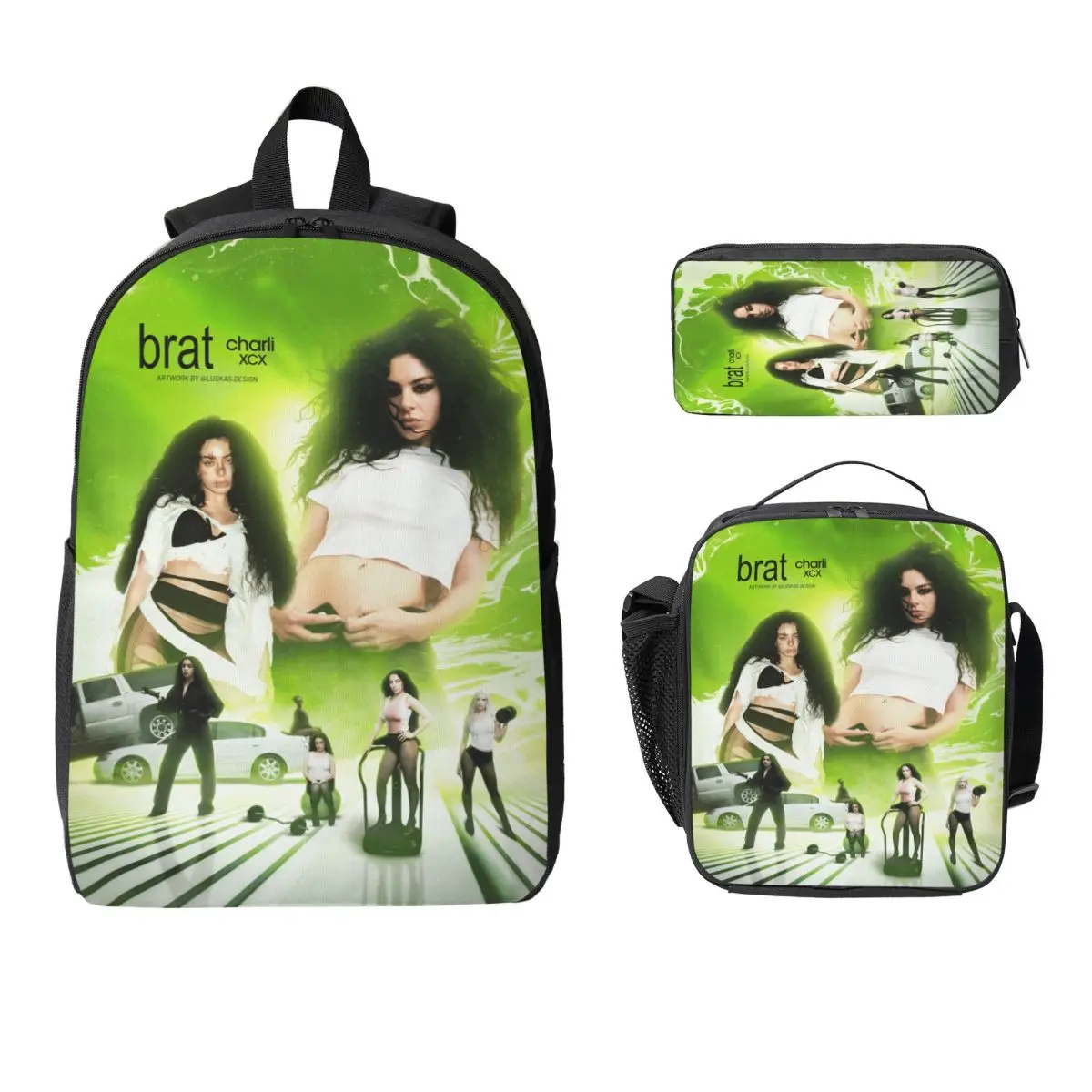 Набор рюкзаков Charli XCX Brat Merch для мальчиков и девочек, пеналы, наборы сумок для книг с коробкой для завтрака для учащихся начальной школы, рюкзак 
Набор рюкзаков Charli XCX Brat Merch для мальчиков и девочек, пеналы, наборы сумок для книг с коробкой для завтрака для учащихся начальной школы, рюкзак
