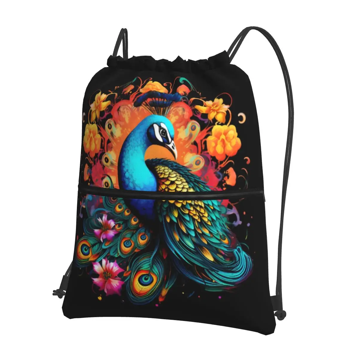 Peacock With Feathers Flowers Backpacks Fashion Drawstring Bags Shoes Bag Book Bags for Travel Students
Peacock With Feathers Flowers Backpacks Fashion Drawstring Bags Shoes Bag Book Bags for Travel Students
