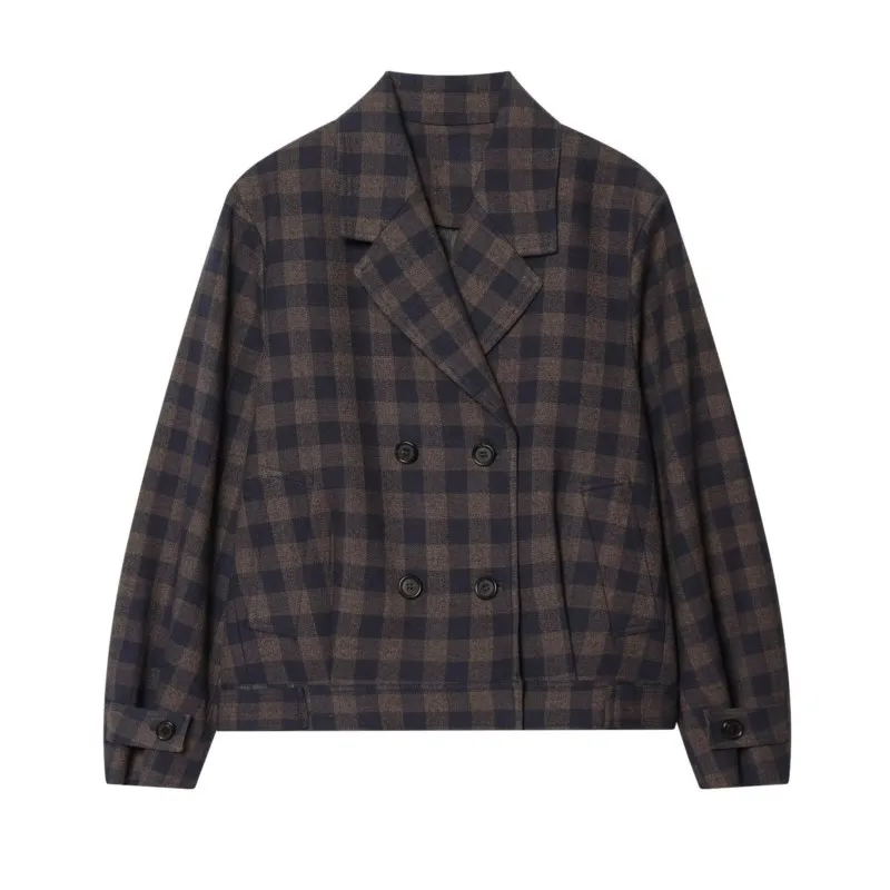 Women's Plaid Double Breasted Jacket Spring Casual Lapel Collar Long Sleeve Buttons Coats Fashion Vintage Female Tops
Women's Plaid Double Breasted Jacket Spring Casual Lapel Collar Long Sleeve Buttons Coats Fashion Vintage Female Tops
