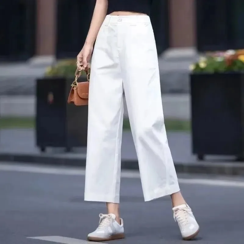 Women's White High-Waisted Wide-Leg Pants Straight Fit Casual Trousers Lightweight Breathable Daily Wear Office Streetwear
Women's White High-Waisted Wide-Leg Pants Straight Fit Casual Trousers Lightweight Breathable Daily Wear Office Streetwear