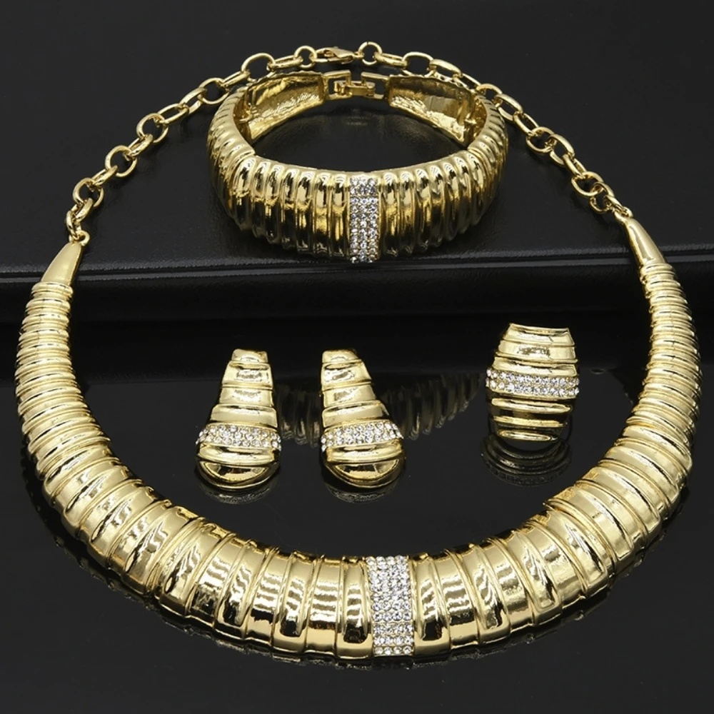 Jewelry4you Fashion Dubai Gold Plated Jewelry Set Italian Wedding Party Necklace Bracelet Earrings Women's Jewelry 
Jewelry4you Fashion Dubai Gold Plated Jewelry Set Italian Wedding Party Necklace Bracelet Earrings Women's Jewelry