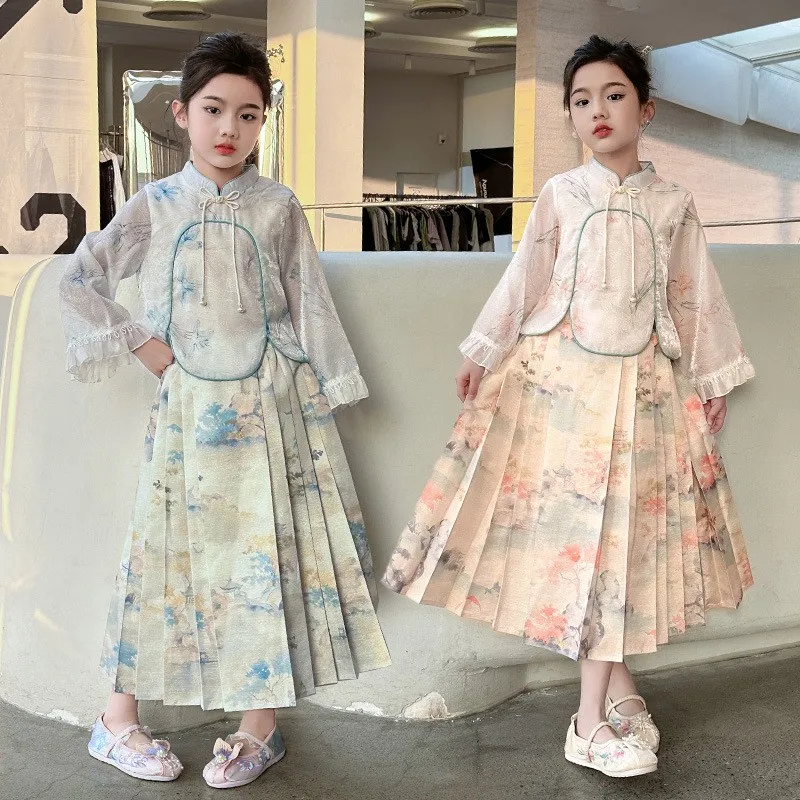 Girl's Horse Face Skirt Set 2024 Spring New Chinese Ancient Style Hanfu Children Girl Tang Suit Dress Two Piece Princess Set
Girl's Horse Face Skirt Set 2024 Spring New Chinese Ancient Style Hanfu Children Girl Tang Suit Dress Two Piece Princess Set
