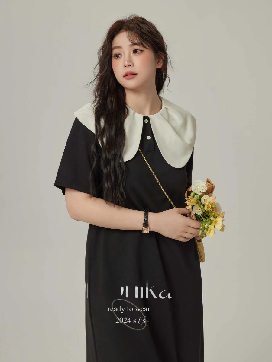 Monika Large Size Women's Black Doll Collar Dress Summer Loose Belly Concealing Midi Skirt French Style High Waist Polyester ...
Monika Large Size Women's Black Doll Collar Dress Summer Loose Belly Concealing Midi Skirt French Style High Waist Polyester ...