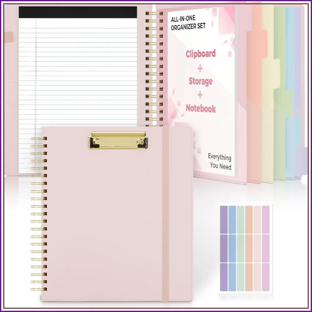 Clipboard Folder with Storage, 6 Dividers 12 Pockets for Letter Size, Refillable Notepad, Spiral Padfolio for Teacher Supplies
Clipboard Folder with Storage, 6 Dividers 12 Pockets for Letter Size, Refillable Notepad, Spiral Padfolio for Teacher Supplies