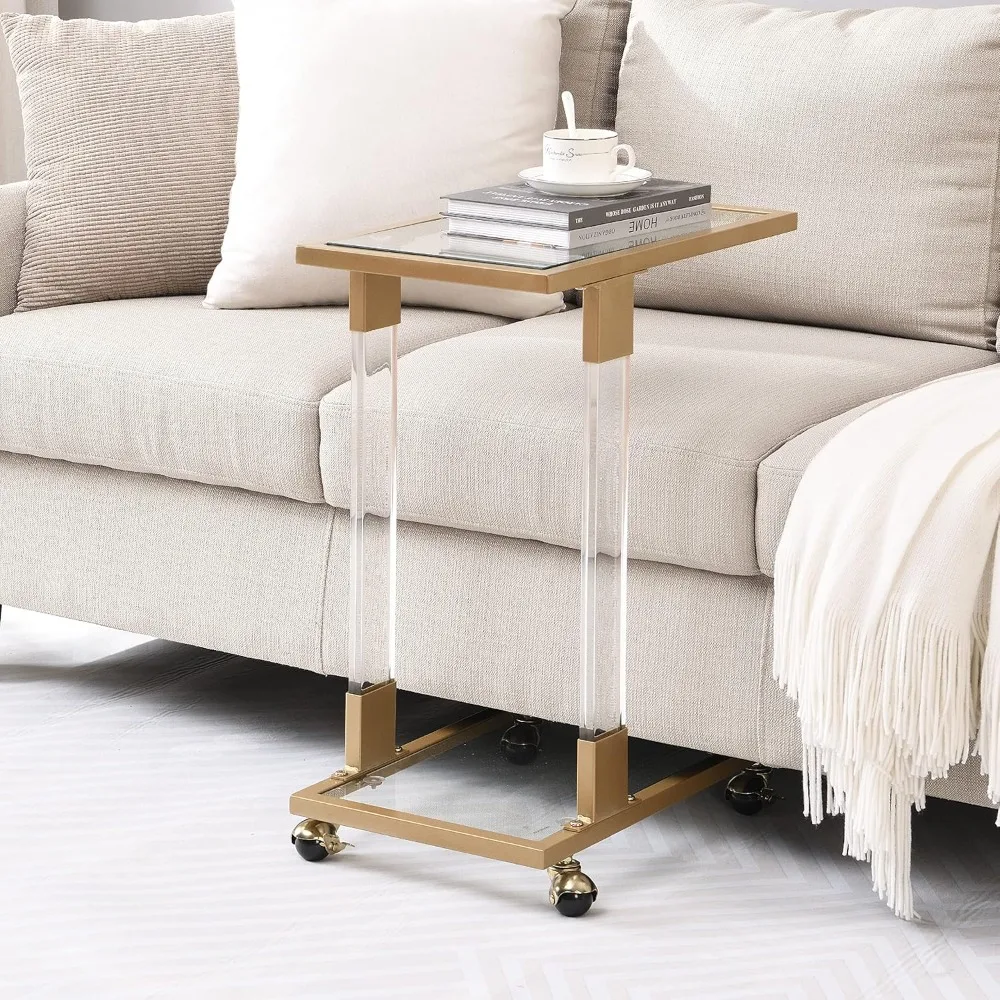 Golden Small Console Table for Living Room, Tempered Glass Mobile Side Table, Modern Acrylic Square Coffee Table Sofa Table
Golden Small Console Table for Living Room, Tempered Glass Mobile Side Table, Modern Acrylic Square Coffee Table Sofa Table