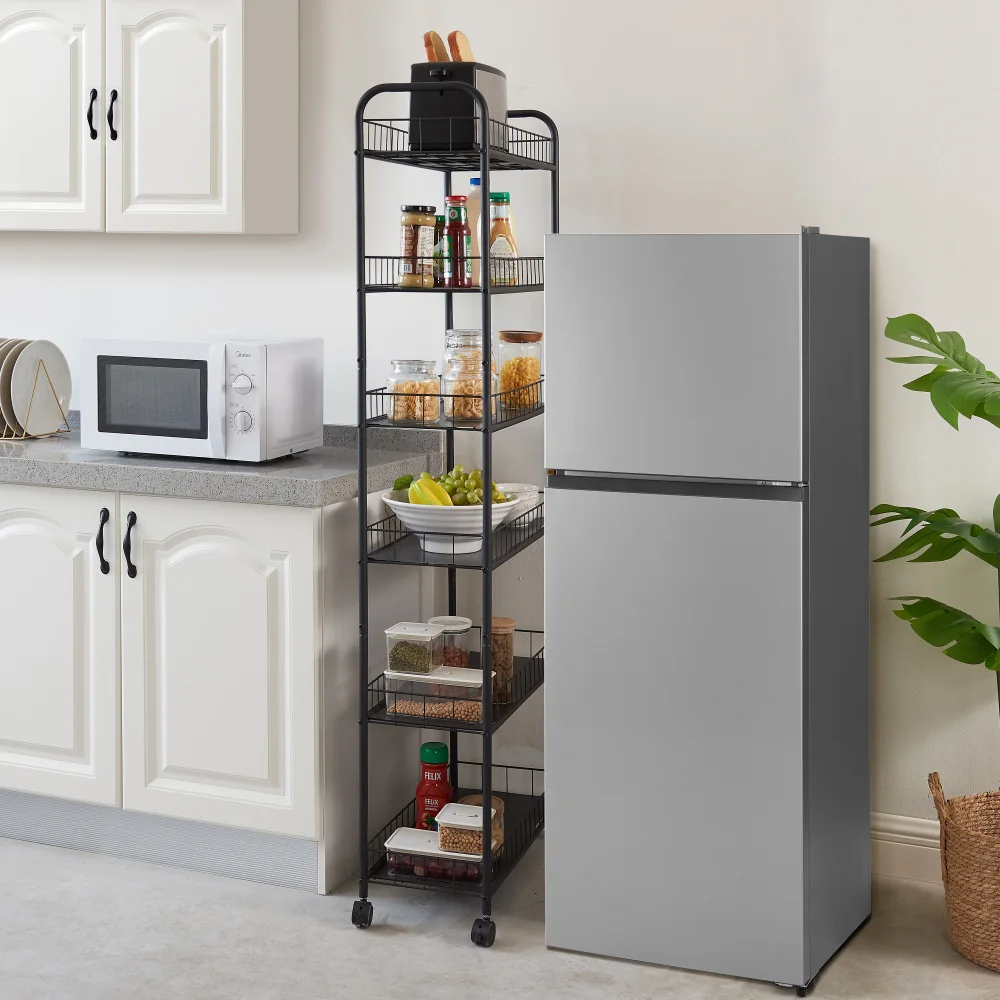 *6-story rolling cart gap kitchen ultra-thin sliding out storage tower shelf,with wheels, 6 baskets, kitchen multifunctional cart
*6-story rolling cart gap kitchen ultra-thin sliding out storage tower shelf,with wheels, 6 baskets, kitchen multifunctional cart