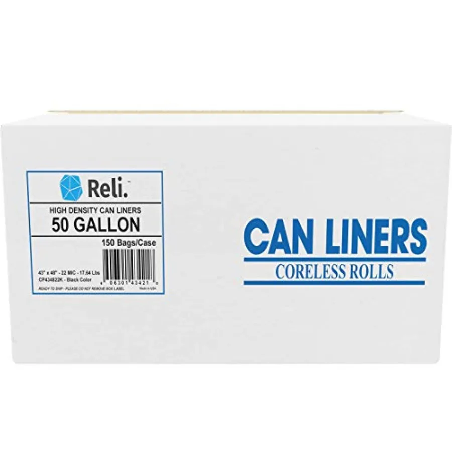 Premium 50 Gallon Trash Bags 150 Count Made in USA Heavy Duty Bulk SuperValue Black Multi-Use Garbage Bags
Premium 50 Gallon Trash Bags 150 Count Made in USA Heavy Duty Bulk SuperValue Black Multi-Use Garbage Bags