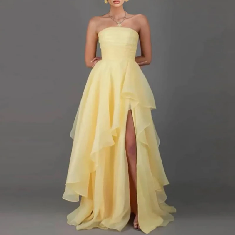 Dignified Ruffle Maxi Dress Sexy Off Shoulder High Waist Lady Evening Dress Elegant Temperament Hollow Sleeveless Cocktail Dress
Dignified Ruffle Maxi Dress Sexy Off Shoulder High Waist Lady Evening Dress Elegant Temperament Hollow Sleeveless Cocktail Dress