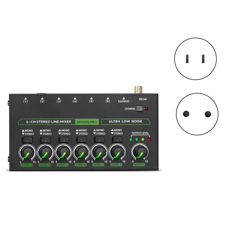 Mini Audio Mixer 6 Channel Stereo Line Mixer DC5V Independent Microphone Control Mixer For Professionals Beginners-AC37
Mini Audio Mixer 6 Channel Stereo Line Mixer DC5V Independent Microphone Control Mixer For Professionals Beginners-AC37