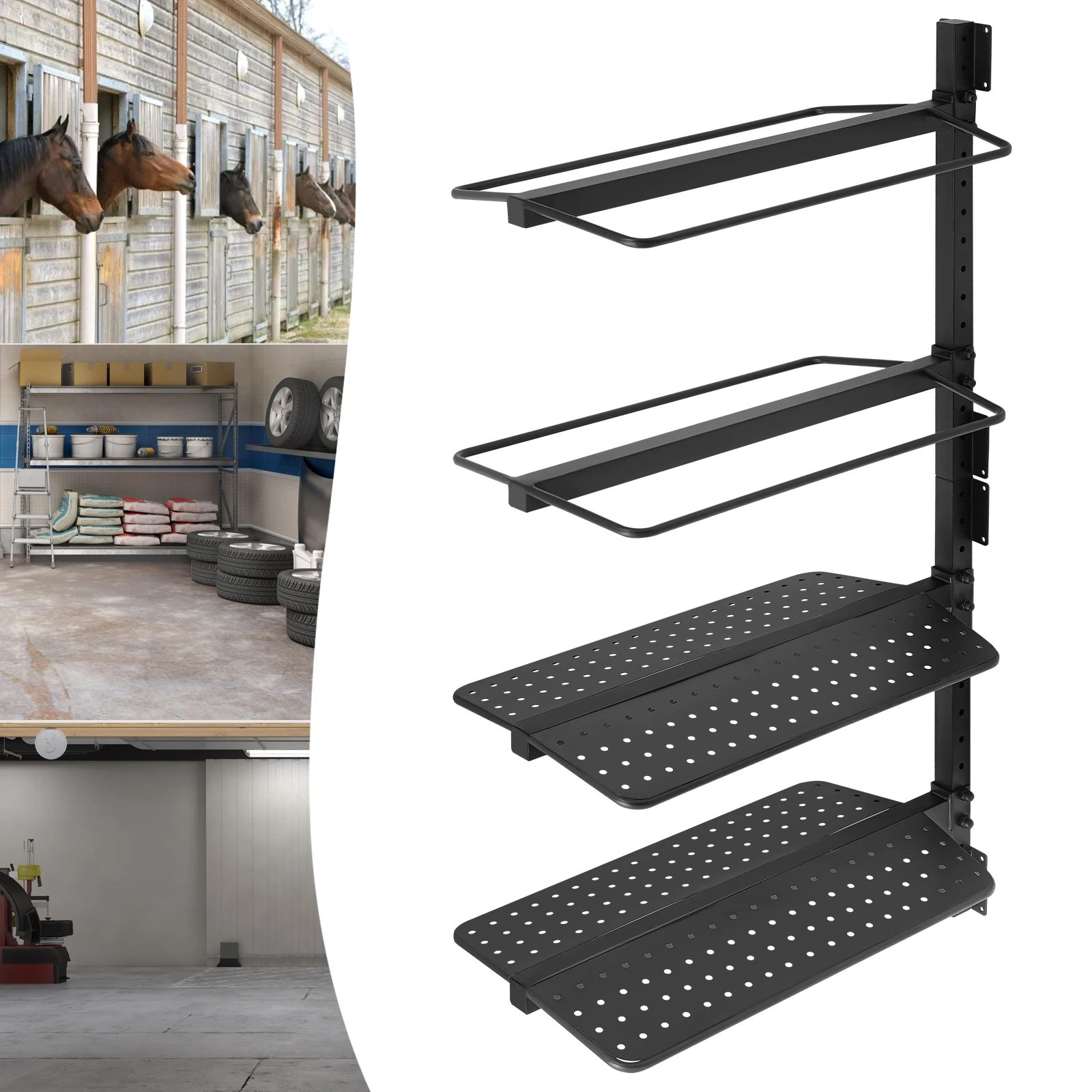 4 Tier Wall Mounted Steel Saddle Rack,Black 58*115cm Saddle Rack for Stables,Garages
4 Tier Wall Mounted Steel Saddle Rack,Black 58*115cm Saddle Rack for Stables,Garages