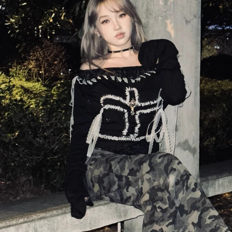 Original Design Fake Two-piece Black Hollow Women's Tees New European Stand-up Collar Ruffle Edge Lace Long-sleeved Top Female
Original Design Fake Two-piece Black Hollow Women's Tees New European Stand-up Collar Ruffle Edge Lace Long-sleeved Top Female