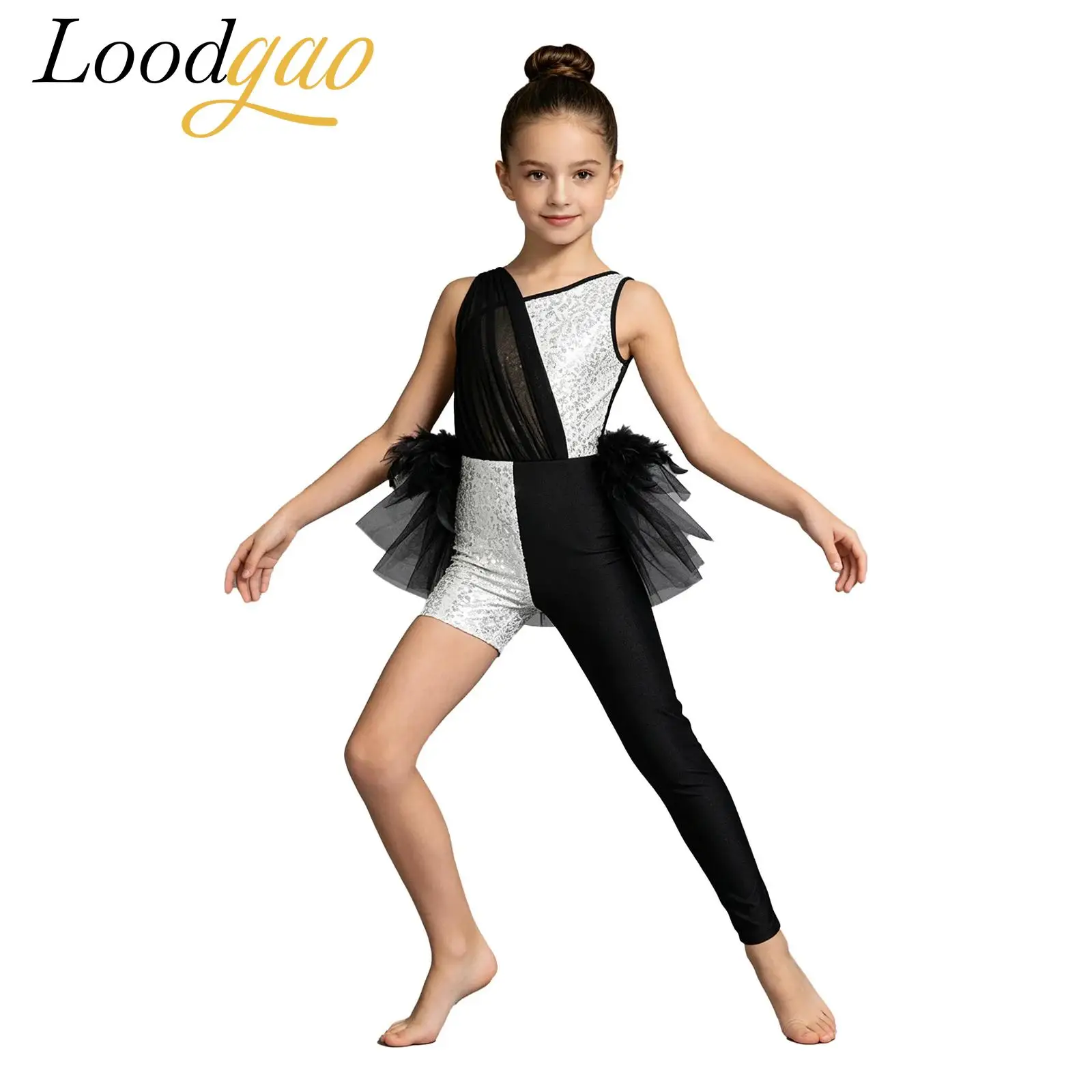 Children Clothes Kids Sequins Jazz Dance Bodysuit Asymmetrical Unitard Jumpsuit Feather Tulle Skirted Leotard Modern Dancewear
Children Clothes Kids Sequins Jazz Dance Bodysuit Asymmetrical Unitard Jumpsuit Feather Tulle Skirted Leotard Modern Dancewear