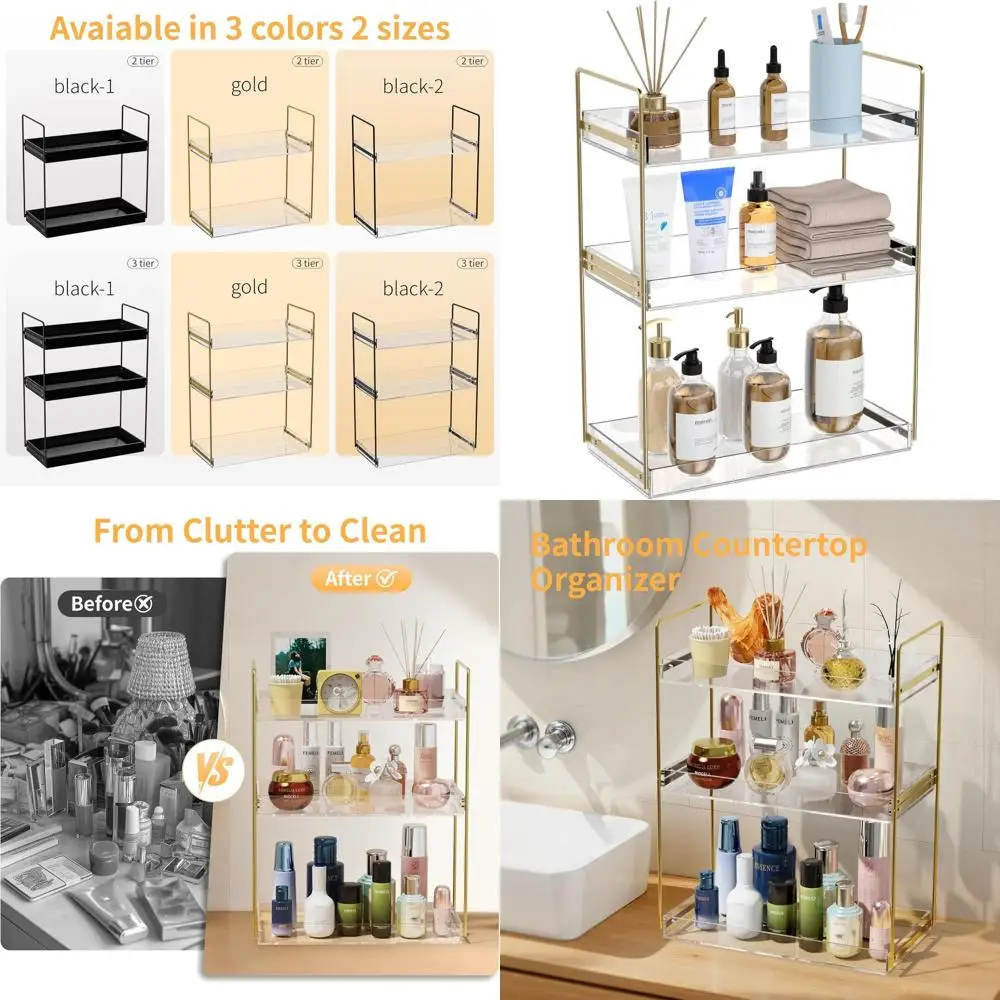 Bathroom Countertop Organizer, 3 Tier Acrylic Tray Vanity Counter Skincare Organizer Shel, Kitchen Under Sink Standing Rack, Hom
Bathroom Countertop Organizer, 3 Tier Acrylic Tray Vanity Counter Skincare Organizer Shel, Kitchen Under Sink Standing Rack, Hom