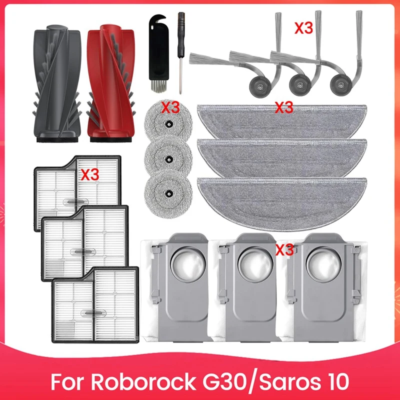 For Roborock G30/Saros 10 Robot Vacuum Accessories Replacement Parts Main Brush Side Brush Filter Mop Cloth Dust Bag 
For Roborock G30/Saros 10 Robot Vacuum Accessories Replacement Parts Main Brush Side Brush Filter Mop Cloth Dust Bag