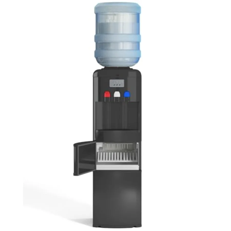 Диспенсер для воды с верхней загрузкой, льдогенератором и замком для безопасности детей, емкостью от 3 до 5 галлонов, настройками горячей и холодной температуры в помещении.
Диспенсер для воды с верхней загрузкой, льдогенератором и замком для безопасности детей, емкостью от 3 до 5 галлонов, настройками горячей и холодной температуры в помещении.