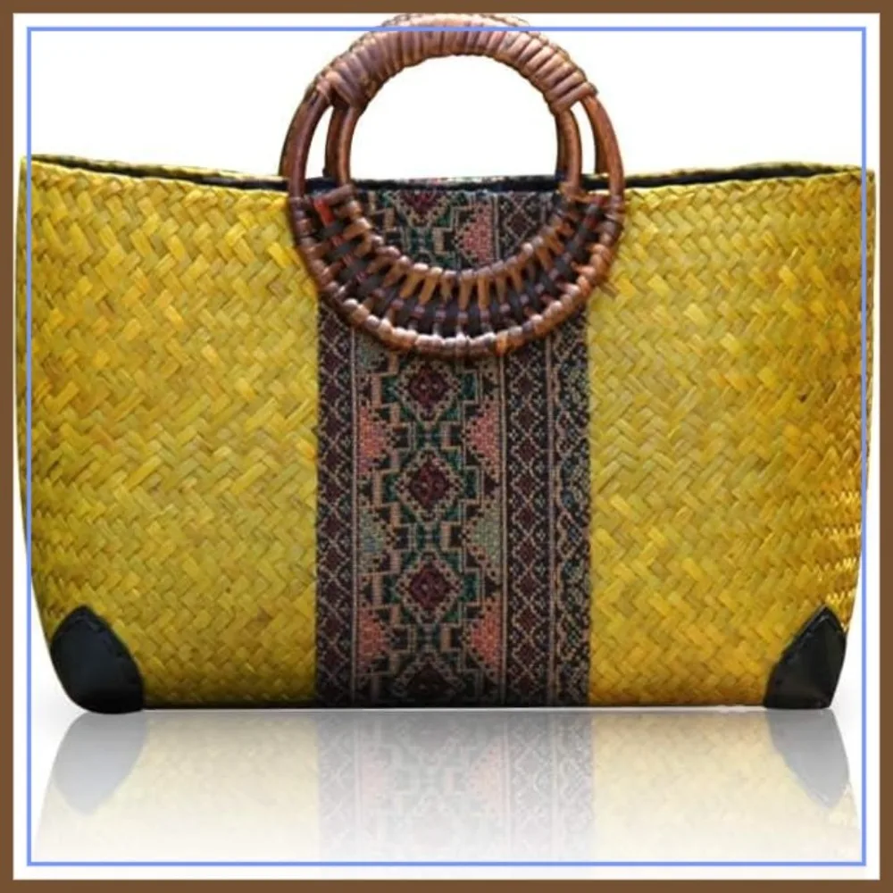 Women Summer Retro Straw Bag with Printing Hand-woven Beach Handbag Top Round Handle Boho Tote Shopping Travel Large Yellow
Women Summer Retro Straw Bag with Printing Hand-woven Beach Handbag Top Round Handle Boho Tote Shopping Travel Large Yellow
