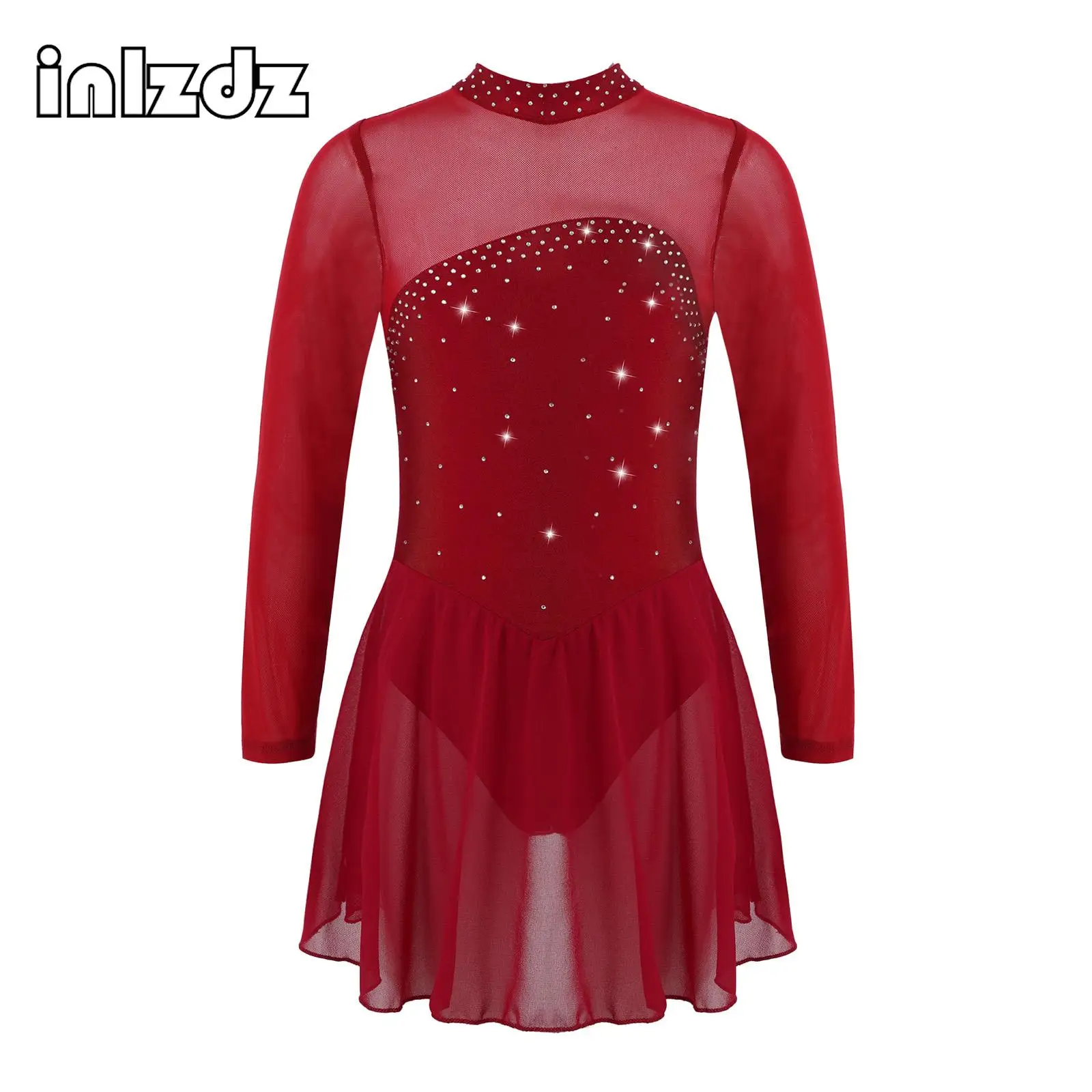 Kids Girls Sheer Mesh Long Sleeves Ballet Dance Leotard Dress Shiny Rhinestones Keyhole Back Opening Figure Ice Skating Dress
Kids Girls Sheer Mesh Long Sleeves Ballet Dance Leotard Dress Shiny Rhinestones Keyhole Back Opening Figure Ice Skating Dress