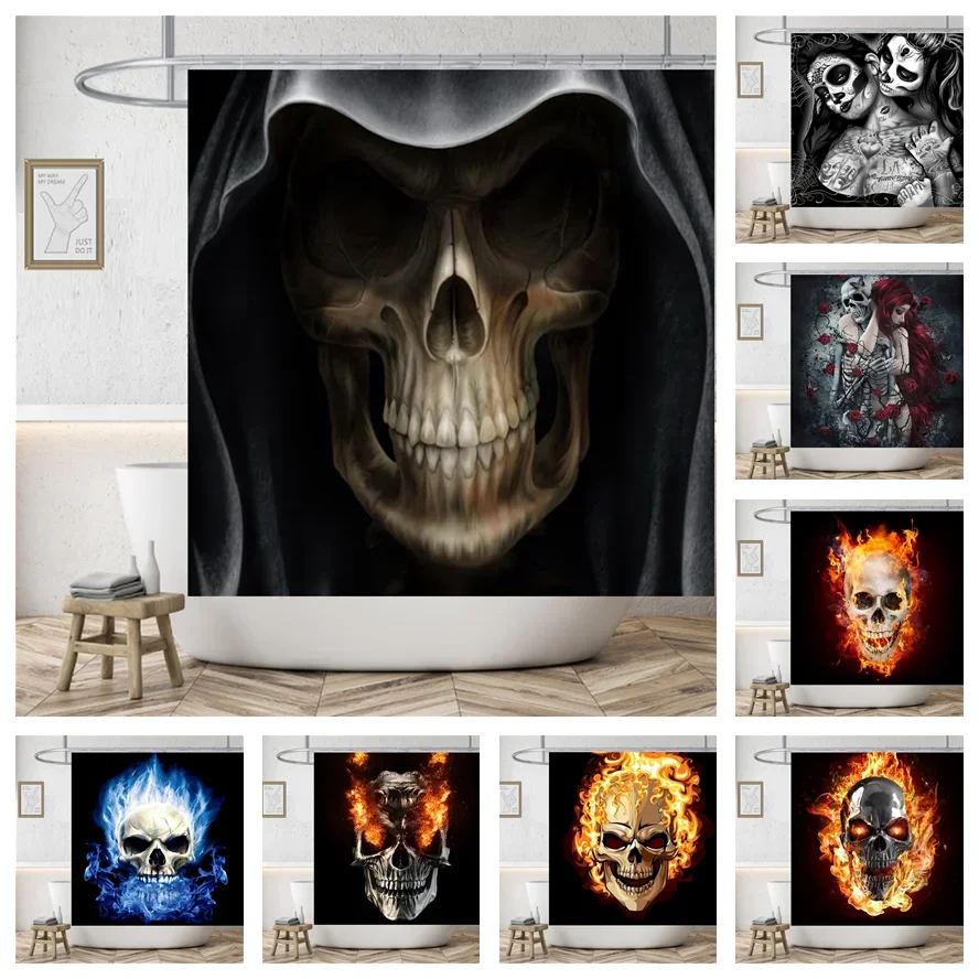 Scary Skull Shower Curtain Death Love Waterproof Polyester Fabric Bathroom Curtains Halloween Bathtub Home Decoration with Hook
Scary Skull Shower Curtain Death Love Waterproof Polyester Fabric Bathroom Curtains Halloween Bathtub Home Decoration with Hook