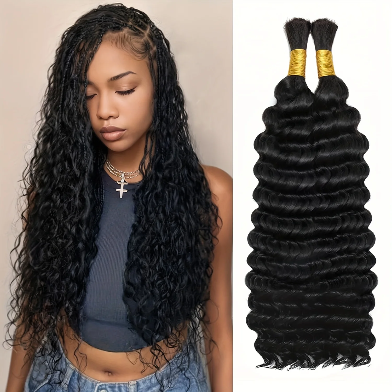 Human Hair 2 Bundles Deep Wave Curly Bulk Human Hair for Braiding No Weft 10A Brazilian Virgin Human Hair Extensions for Boho
Human Hair 2 Bundles Deep Wave Curly Bulk Human Hair for Braiding No Weft 10A Brazilian Virgin Human Hair Extensions for Boho