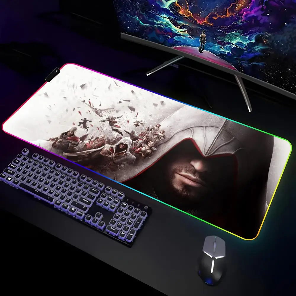 Игровой коврик для мыши Assassin s Creed, RGB, Настольный коврик для клавиатуры, Игровые ноутбуки, эргономичный коврик для мыши, защита для стола, аниме коврики
Игровой коврик для мыши Assassin s Creed, RGB, Настольный коврик для клавиатуры, Игровые ноутбуки, эргономичный коврик для мыши, защита для стола, аниме коврики