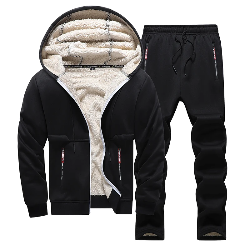 Men Lamb Wool Set 2-piece Set Sports Suit Fleece Thickened Sportswear Men Tracksuit Winter Tracksuit Hooded Sweat Shirt+Pant
Men Lamb Wool Set 2-piece Set Sports Suit Fleece Thickened Sportswear Men Tracksuit Winter Tracksuit Hooded Sweat Shirt+Pant