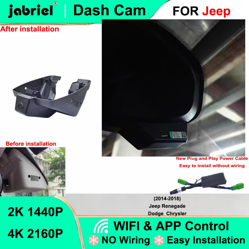 Jabriel For Jeep Renegade 2014 2015 2016 2017 2018 for Dodge for Chrysler Dash Cam 2K 4K Wifi Plug and Play Video Recorder
Jabriel For Jeep Renegade 2014 2015 2016 2017 2018 for Dodge for Chrysler Dash Cam 2K 4K Wifi Plug and Play Video Recorder