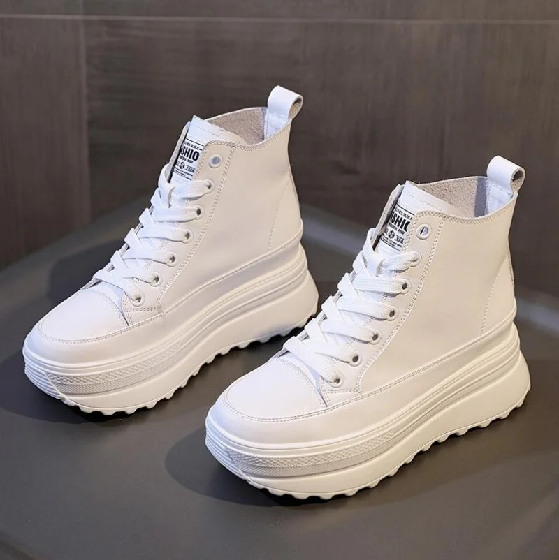 Women Genuine Leather White Breathable New Shoes 7cm Platform Boots Wedge Hidden Heel Spring Autumn Lace-Up Black Shoes Sneakers
Women Genuine Leather White Breathable New Shoes 7cm Platform Boots Wedge Hidden Heel Spring Autumn Lace-Up Black Shoes Sneakers