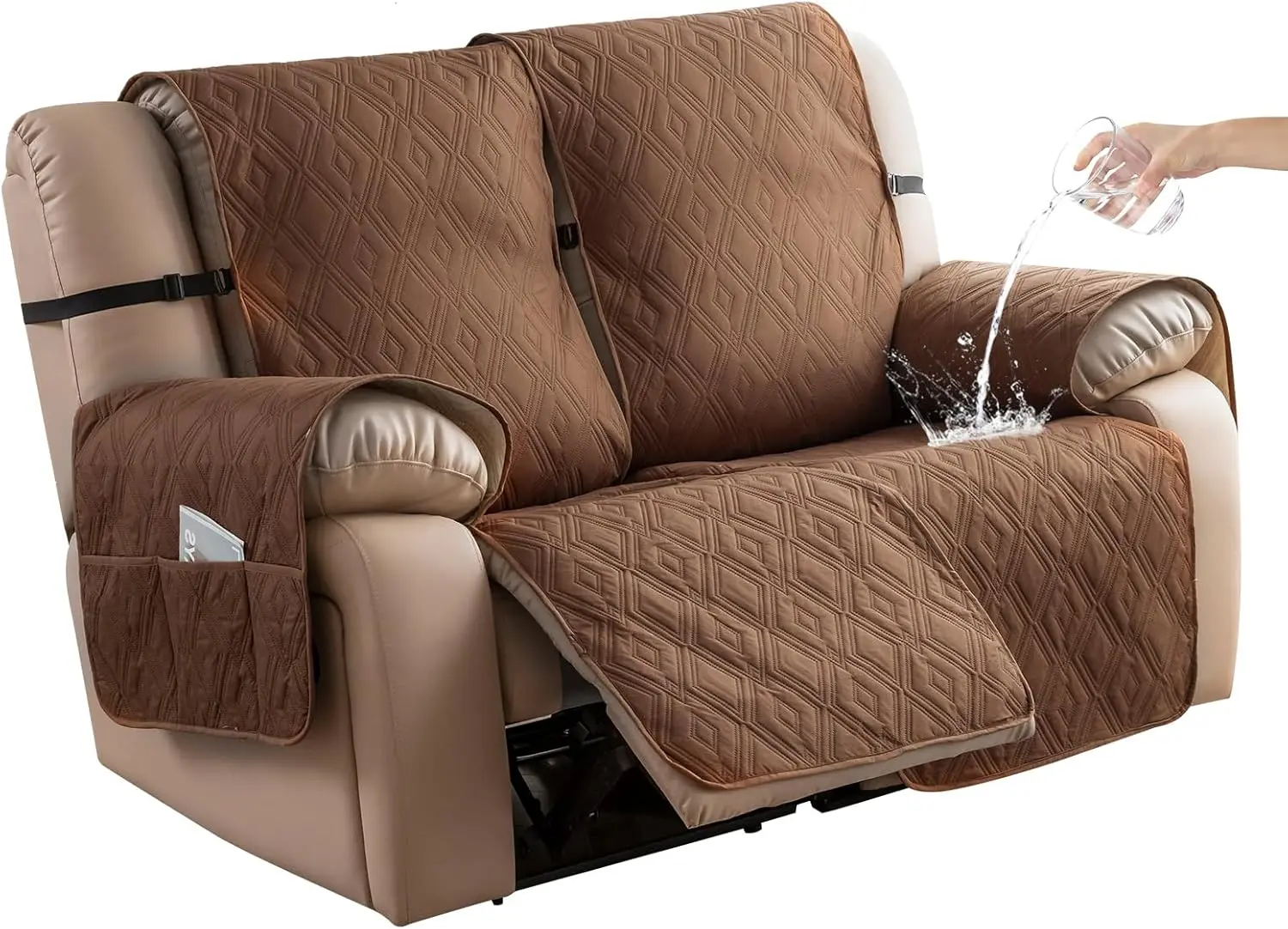 Waterproof Loveseat Recliner Cover, Non-Slip Sofa Cover for 2-Seat Couch, Washable Furniture Protector for Pets, Brown
Waterproof Loveseat Recliner Cover, Non-Slip Sofa Cover for 2-Seat Couch, Washable Furniture Protector for Pets, Brown