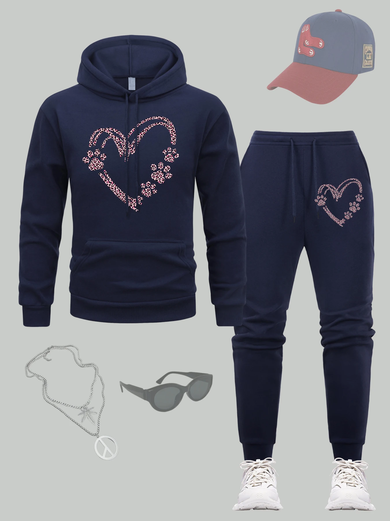 Cat Paw Heart Printed Men Hoodie Set Fleece Autumn Jogging Pants Sets Pocket Casual Hoodies Loose Hip Hop Man Sweatpants
Cat Paw Heart Printed Men Hoodie Set Fleece Autumn Jogging Pants Sets Pocket Casual Hoodies Loose Hip Hop Man Sweatpants