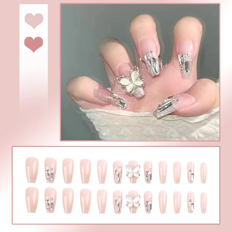 24Pcs Crystal Butterfly Press On Fake Nails Pink Gradient Fake Nails Glossy Artificial Finger Manicure False Nails For Women
24Pcs Crystal Butterfly Press On Fake Nails Pink Gradient Fake Nails Glossy Artificial Finger Manicure False Nails For Women