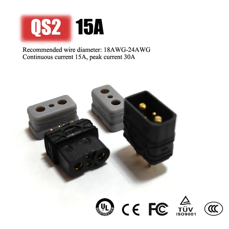 15A QS2 Anti-ignition Lithium Battery Connector Copper Gold-plated Signal Pin Head High Current Drone Energy Storage Power Plug
15A QS2 Anti-ignition Lithium Battery Connector Copper Gold-plated Signal Pin Head High Current Drone Energy Storage Power Plug