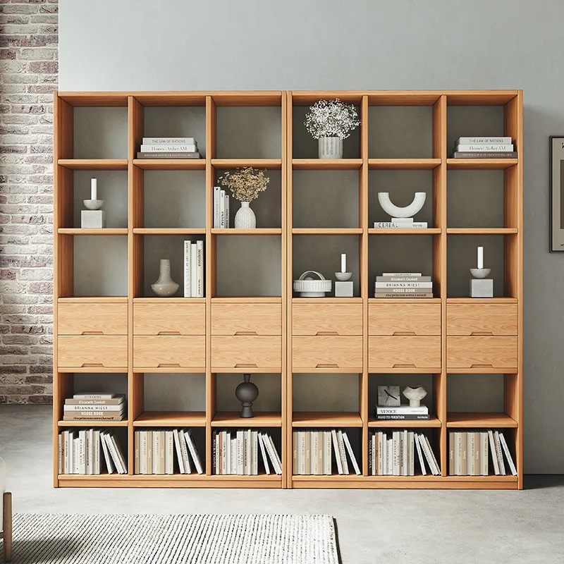 All solid wood oak bookshelf floor rack living room entrance cabinet integrated wall display rack lattice bookcase
All solid wood oak bookshelf floor rack living room entrance cabinet integrated wall display rack lattice bookcase