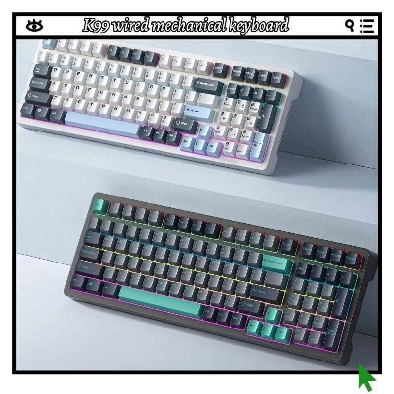 Механическая клавиатура K99, проводная, зеленая ось, полная клавиша, с возможностью горячей замены, индивидуальный интерфейс RGB Type-C, тонкая настройка, спутниковая ось PBT
Механическая клавиатура K99, проводная, зеленая ось, полная клавиша, с возможностью горячей замены, индивидуальный интерфейс RGB Type-C, тонкая настройка, спутниковая ось PBT