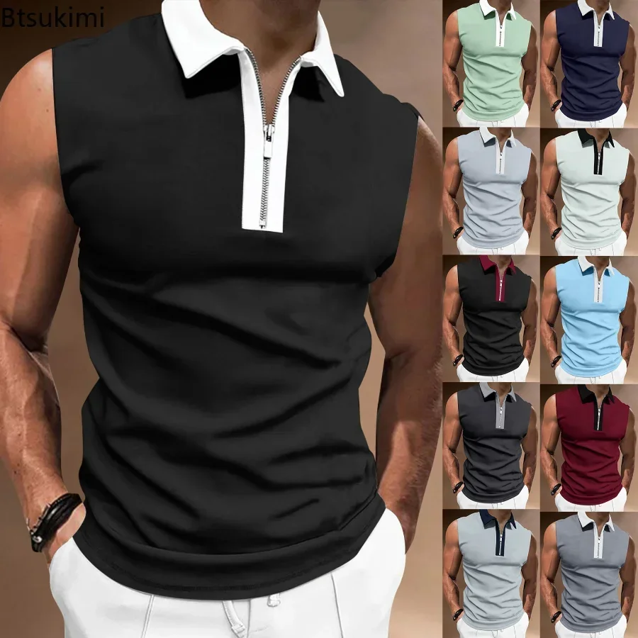 New 2025 Men's Sleeveless Patchwork Tank Top Sports Shirt Fitness Training Sport Top Male Polo Neck Zipper Casual Fitness Vest
New 2025 Men's Sleeveless Patchwork Tank Top Sports Shirt Fitness Training Sport Top Male Polo Neck Zipper Casual Fitness Vest