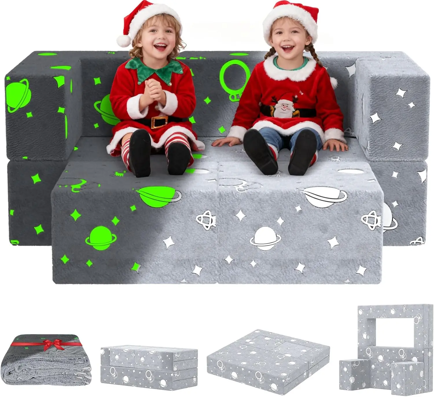 Modular Kids Play Couch 6PCS with Glow Blanket, Convertible Toddler Sofa for Indoor Playroom
Modular Kids Play Couch 6PCS with Glow Blanket, Convertible Toddler Sofa for Indoor Playroom
